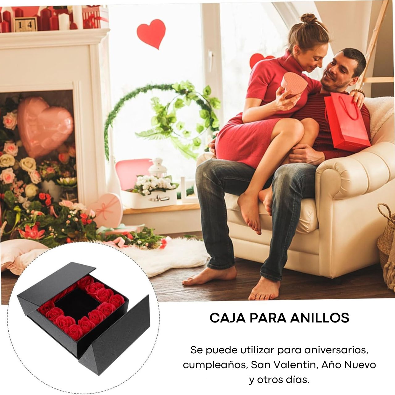 Caja de Regalo con 16 Rosas Artificiales